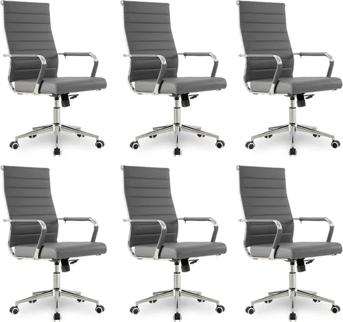 Vista 49 de Okeysen Office Desk Chair, Ergonomic Leather Modern Conference Room Chairs, Executive Ribbed Height Adjustable Swivel Rolling Chair for Home Office