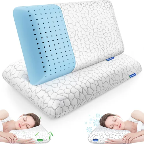 Vista 10 de CushZone Almohadas de espuma viscoelástica para dormir, almohada de cama con funda extraíble y lavable a máquina, almohada de cama para dormir