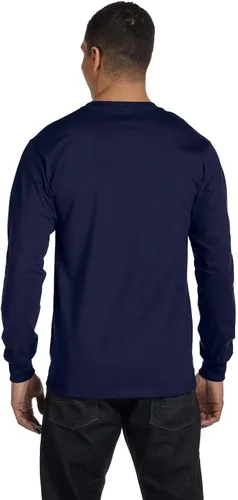 Vista 6 de Hanes Men's Essentials Long Sleeve T-Shirt Pack, Crewneck Cotton Tees, 4-Pack