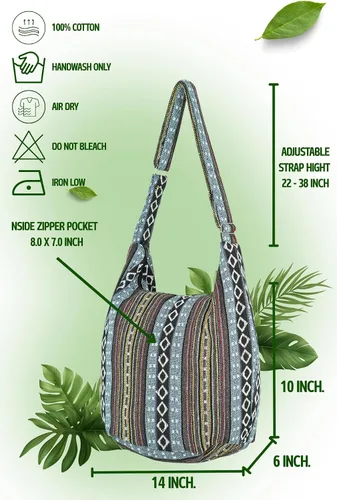 Vista 6 de Your Cozy Hobo - Bolso bandolera para mujer, bolso cruzado tailandés con correa ajustable