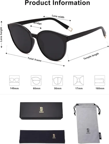 Vista 6 de SOJOS Oversized Round Sunglasses for Women and Men