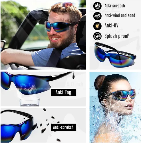 Vista 5 de Kingdder Paquete de 20 lentes de seguridad azules a granel, resistentes a los arañazos, gafas de protección ocular, lentes de policarbonato