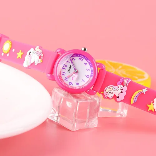 Vista 5 de Reloj de pulsera para niños de 3 a 10 años, diseño de unicornio de dibujos animados, impermeable, de silicona, para niños pequeños, el mejor regalo