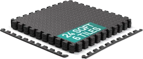 Vista 10 de Yes4All 24SQFT-120SQFT - Tapete de ejercicio de rompecabezas para gimnasio en casa, baldosas de espuma EVA entrelazadas con borde