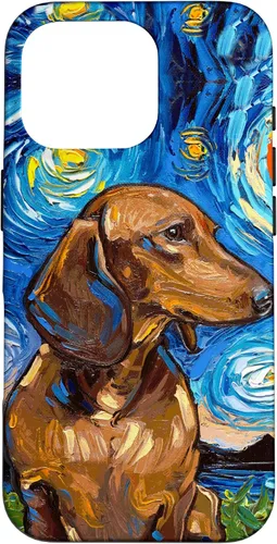Vista 20 de Aja - Carcasa para iPhone 17 de pelo corto marrón con diseño de perro de noche estrellada Doxie