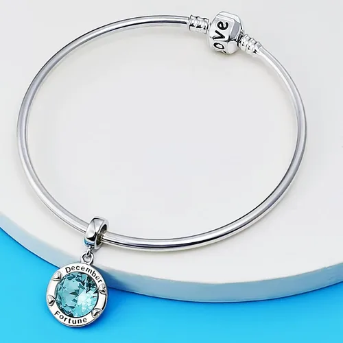 Vista 3 de AMATOLOVE Dijes de piedra natal de enero a diciembre para pulseras de feliz cumpleaños para mujeres y niñas, regalos de circonita cúbica bonita