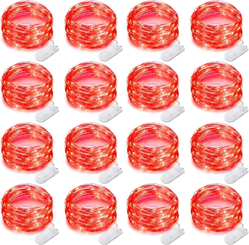 Vista 9 de Paquete de 16 Luces LED de Hadas Operadas con Batería Luces de Cadena de 10 Pies 30 LED Impermeables Luces Centelleantes Luces para Frascos Mason
