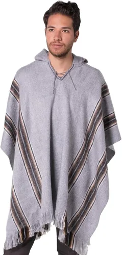 Vista 7 de Gamboa Alpaca Poncho for Men with Hood Negro
