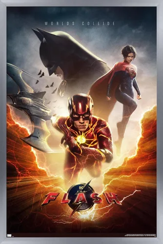 Vista 10 de Trends International DC Comics Movie The Flash - Póster de pared de una hoja, 14.725 x 22.375 pulgadas, versión enmarcada de madera de granero