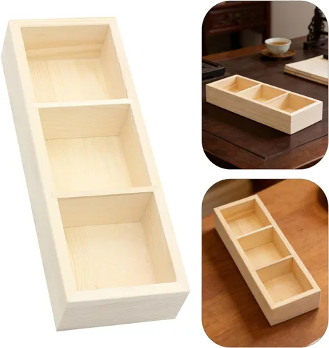 Vista 9 de FOMIYES Wooden Tea Bag Organizer Holder for Counter 3 Compartment