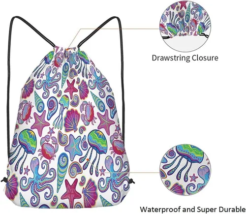 Vista 5 de Beabes Bolsas con cordón de unicornio, mochila y bolsa de gimnasio con cordón, Multi-a63, Mochilas de viaje
