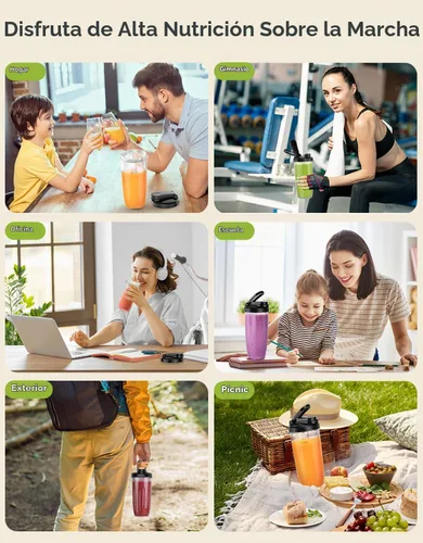 Vista 7 de Batidora de Smoothies, Licuadora Personal de 1100W para Batidos y Smoothies, Combo de Licuadoras y Molinillo para Cocina con 2 * 22 Oz Vasos Para