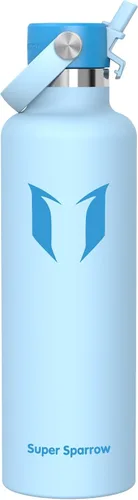 Vista 9 de Super Sparrow Botella de Agua Aislada - 17 Oz / 25 Oz / 34 Oz - Frasco FlipFlow de Boca Estándar - Libre de BPA, Botella a Prueba de Fugas