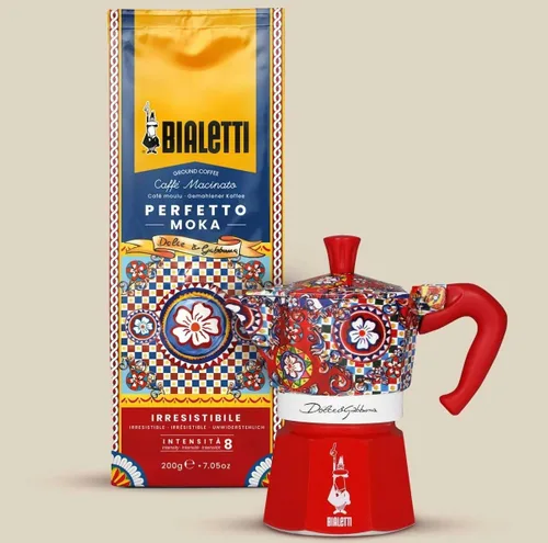 Vista 7 de Bialetti Dolce & Gabbana MOKA INDUCTION 4 tazas, seguro para inducción y fuego abierto (máquina de café, máquina de café espresso, Makinetta)