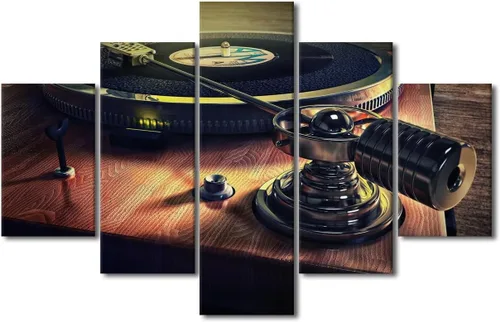 Vista 19 de Lienzo decorativo para pared, diseño de DJ Music Mixes the Track HD impreso en pinturas, 5 piezas de imágenes abstractas para sala de estar, obra