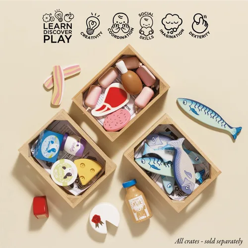 Vista 4 de Le Toy Van - Cesta de Panadero de Madera Educativa del Mercado Honeybee Comida de Juego de Madera Comida de Tienda de Juego de Supermercado