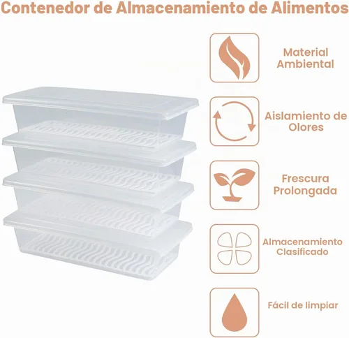 Vista 2 de Recipiente de almacenamiento de alimentos, recipientes de plástico para alimentos con placa de drenaje extraíble y tapa, contenedores