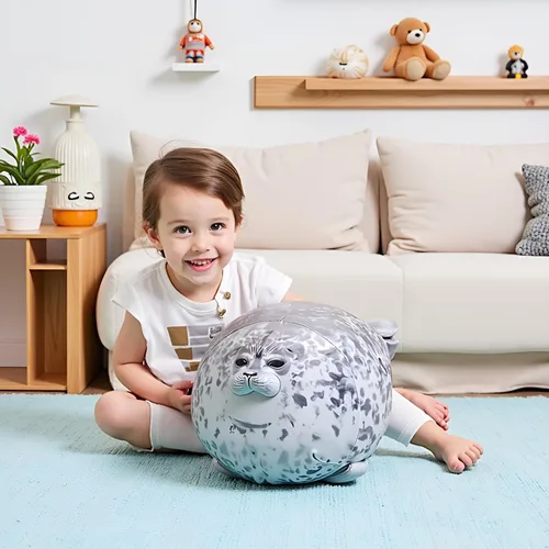 Vista 5 de Ryttir Animal de peluche grande de 24 pulgadas, diseño de focas suaves de peluche para dormitorio, divertidos regalos de San Valentín para mujeres