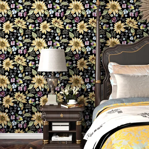 Vista 5 de ReWallpaper Papel tapiz floral para despegar y pegar, estilo vintage, papel de pared prepegado para gabinetes, papel tapiz extraíble de flores