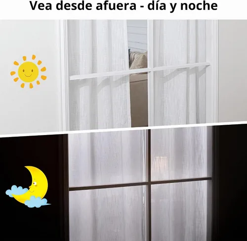 Vista 5 de MYSKY HOME Cortinas naturales de puerta francesa para ventana de puerta, 40 pulgadas de largo, cortas, semitransparentes, filtrantes de luz