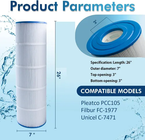 Vista 2 de Paquete de 4 filtros de piscina PCC105-PAK4 para Pentair CCP420, 178584, Ultral-A6, Unicel C-7471, 817-0106, R173576, Filbur FC-1977, 570-0425-07