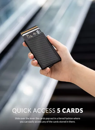 Vista 2 de VULKIT Billetera desplegable, delgada, minimalista, tarjetero para tarjetas de crédito, para hombres y mujeres, con bloqueo RFID, mini funda