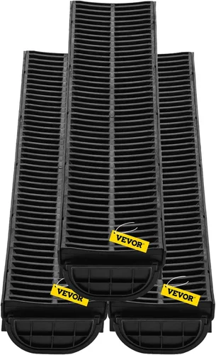 Vista 11 de VEVOR Sistema de Drenaje de Trinchera Paquete de 3, Drenaje de Canal con Rejilla de Plástico 5.7 x 3.1 pulgadas Zanja de Drenaje HDPE, Vía de Agua