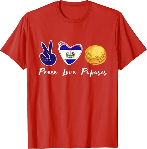 Vista 86 de Pupusas Lover Love Peace El Salvadaor Camiseta Comida Salvadoreña