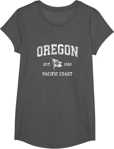 Vista 47 de Oregon Vintage barco ancla bandera diseño de West Coast Retro Tee, hombre S, Arándano