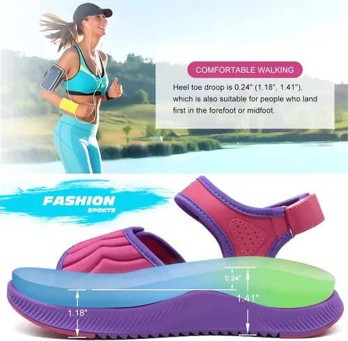 Vista 6 de ONCAI Sandalias para caminar para mujer, sandalias de senderismo con soporte de arco con plantilla ortopédica para exteriores para fascitis plantar