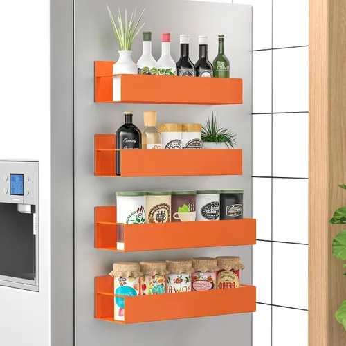 Vista 32 de HuggieGems Paquete de 6 organizadores magnéticos de almacenamiento de especias para refrigerador y horno, organizadores negros para nevera