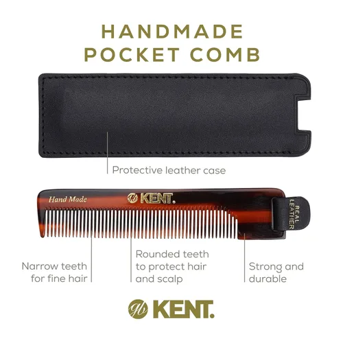 Vista 4 de Kent NU22 - Peine de bolsillo de dientes finos hecho a mano para hombres, mujeres y niños, alisador de pelo para el cuidado diario del cabello