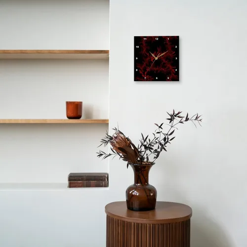 Vista 8 de 3dRose Reloj de pared silencioso - 15 pulgadas - Líneas rojas abstractas sobre fondo negro - Arte digital por Brandi - Venas