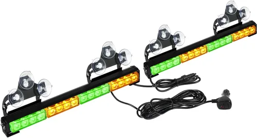 Vista 7 de ASPL - Barra de luz LED intermitente de emergencia de 2 x 16.8 pulgadas, para asesor de tráfico. Barra de luz estroboscópica de 32 LED con 26 Ámbar