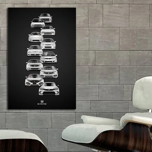 Vista 2 de JDM Import Tuner Fan Art Drawing Civic Drift - Póster de 16 x 24 pulgadas