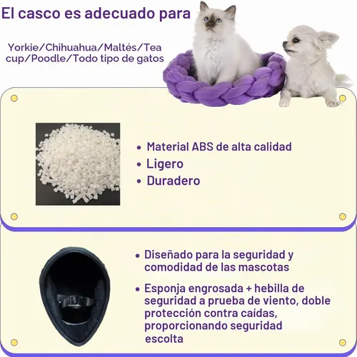 Vista 3 de Casco de motocicleta para mascotas, casco de motocicleta de cara completa para perro y gato, casco de motocicleta para exteriores, para gato, perro
