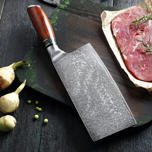Vista 2 de Cuchillo de carne, 8 pulgadas de acero de Damasco Cuchillos de cocina Sharp Utility Cocinar Cortar Vegetales Cuchillos de Chef