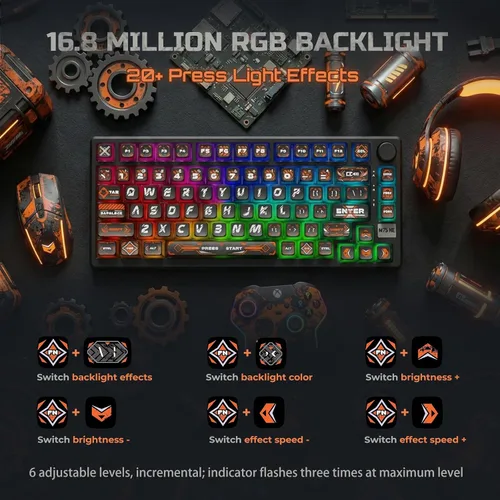 Vista 8 de RK ROYAL KLUDGE 75% HE Mechanical Gaming Keyboard Wired Hall Effect Magnetic Compact Keyboard with Rapid Trigger 8000Hz Polling Rate Hot Swappable