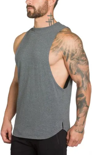 Vista 3 de Camiseta de tirantes para hombre, corte muscular, lados abiertos, culturismo, gimnasio, entrenamiento, Stringer