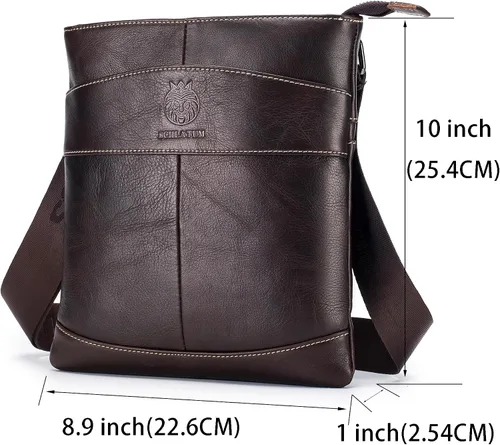 Vista 2 de LUKZIJAES Bolso de mensajero de cuero genuino para hombre, bolso de hombro con solapa, estilo vintage, cocodrilo, en relieve, bolso de negocios