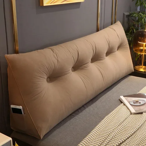 Vista 9 de Cómoda almohada lumbar para descansar la cama, cojín triangular para leer y respaldo, almohada de cabecera para cama, almohada de lectura grande