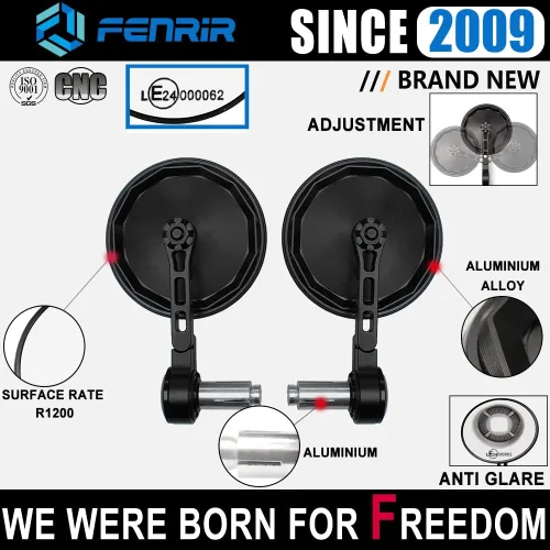 Vista 2 de FENRIR Espejo de motocicleta con adaptador para Yamaha XSR700 XSR900 (2016-2021) MT09 (2014-2020) MT01 MT07 (2014-2024) MT10 FZ1 FZ6 FZ07 FZ09 FZ10
