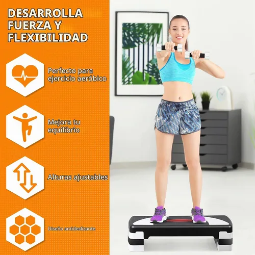 Vista 7 de Plataforma escalonada de entrenamiento aeróbico de 30 pulgadas con elevadores ajustables de 4 a 6 a 8 pulgadas, entrenamiento de ejercicio