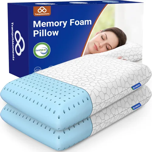 Vista 10 de Almohadas de espuma viscoelástica, almohada de cama para dormir de lado, espalda y boca abajo, almohada cervical para dormir con funda extraíble