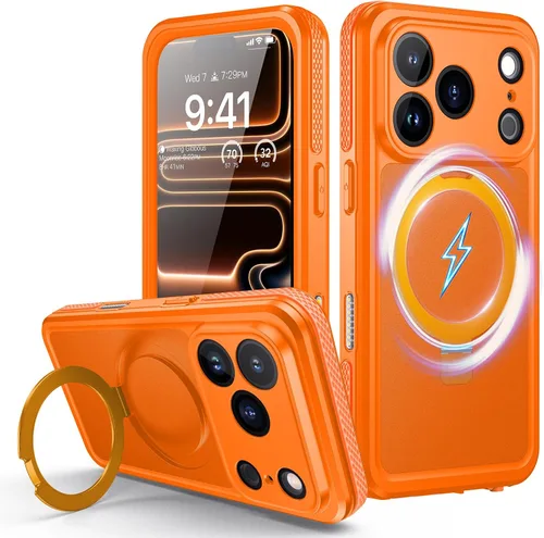 Vista 13 de Lanhiem Funda magnética impermeable para iPhone 17, a prueba de polvo, protector de pantalla integrado, [compatible con MagSafe] [Soporte invisible]