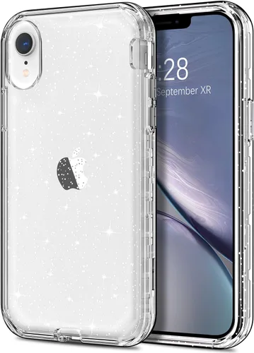 Vista 8 de Hython Compatible con Funda para iPhone XR, Protector Defensor de Cuerpo Completo de Servicio Pesado con Purpurina Brillante Reluciente, Carcasa