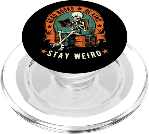 Vista 8 de Leer Libros Be Kind Stay Weird Esqueleto Lectura Gótica Bookish PopSockets Intercambiables PopGrip