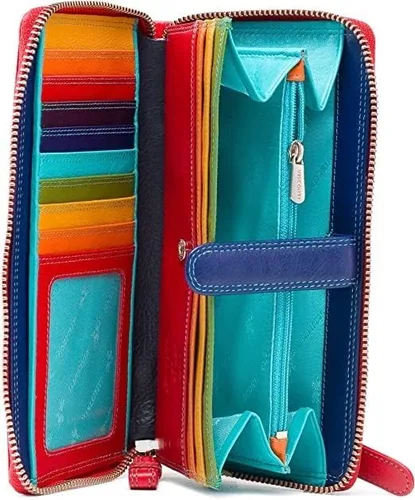 Vista 3 de Visconti Spectrum 33 - Cartera de cuero suave multicolor para mujer, Rojo