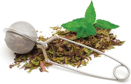Vista 3 de HIC Kitchen Infusor de té de bola a presión, acero inoxidable 18/8, para té de hojas sueltas y especias para calentar