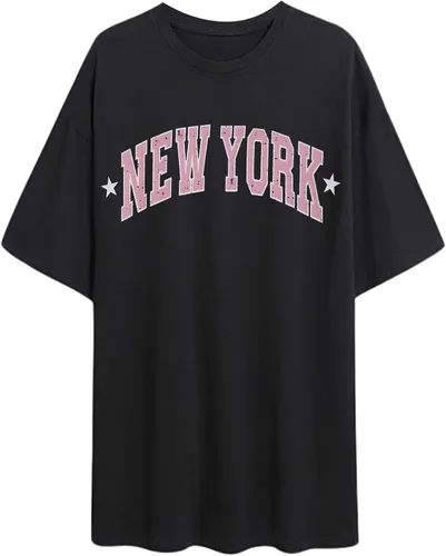 Vista 4 de Remidoo - Camiseta informal de manga corta para mujer, cuello redondo, corte amplio, con estampado de arcoíris